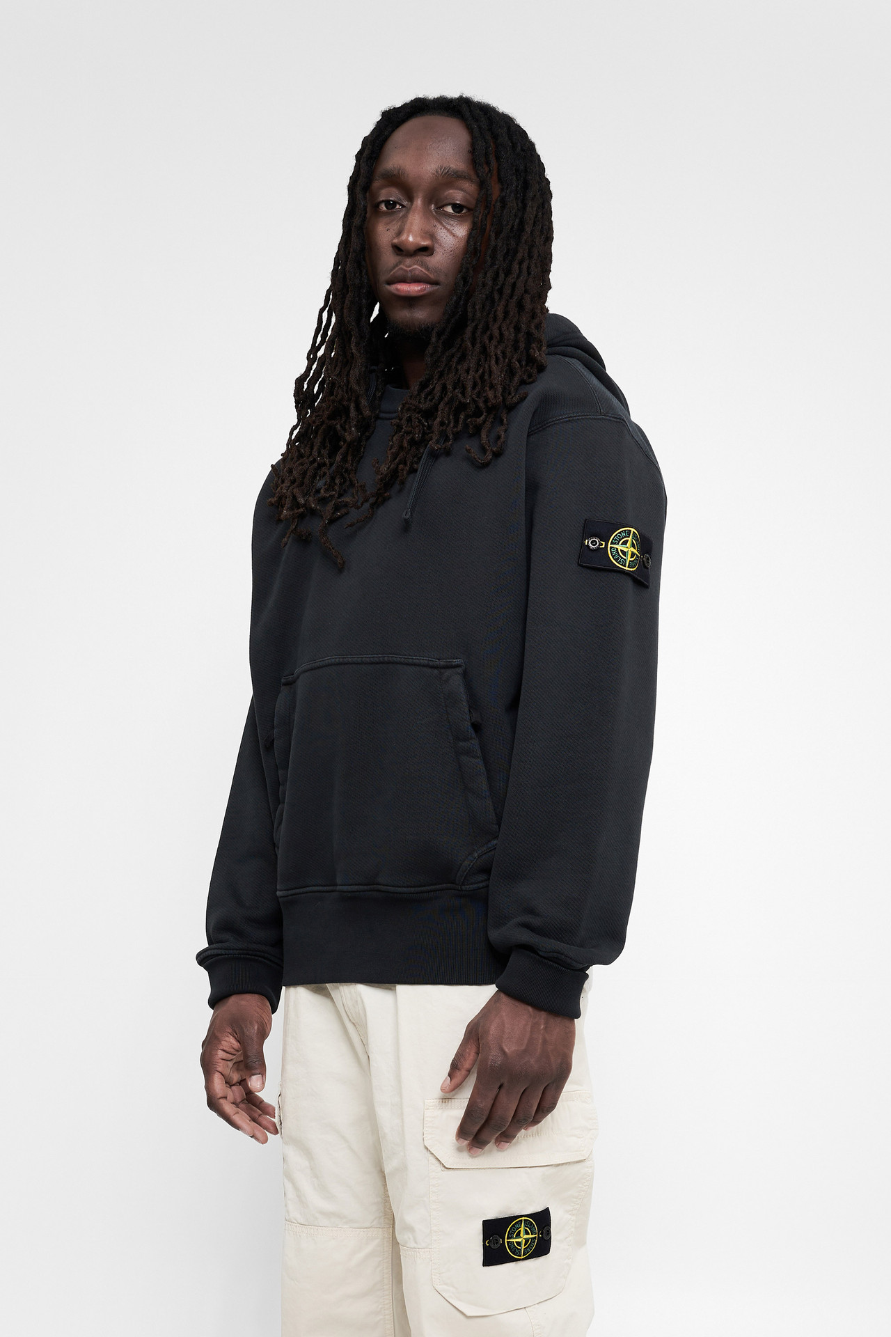 Stone Island Hoodie Lined in Cotton Black Calico Club