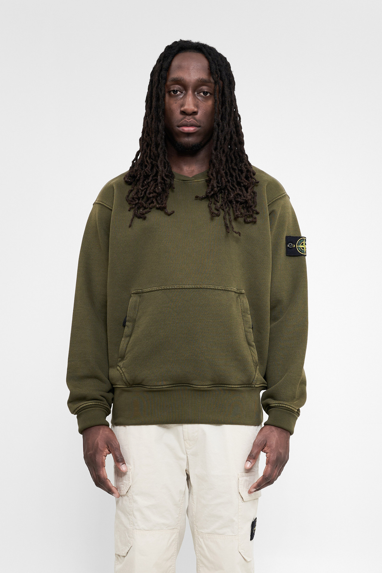 Stone Island Ribbed Neckline Sweatshirt Olive Calico Club