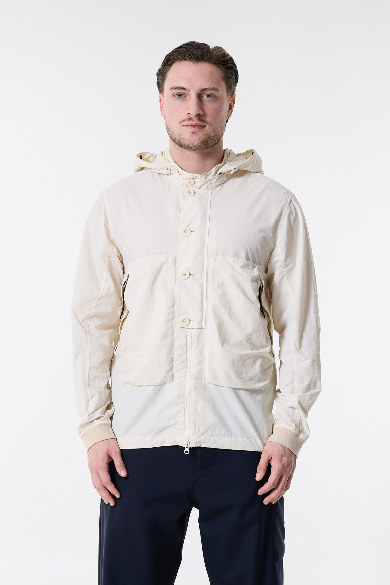 C.P. Company Flatt Nylon Goggle Overshirt Pistachio Shell - Calico 