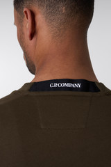 C.P. Company Diagonal Raised Fleece Crew Neck Lens 18CMSS023A Ivy Green
