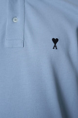 AMI Paris De Coeur Polo Shirt BFSHPL411.760 Ciel