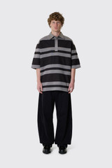 AMI Paris Striped Polo Gris/Anthracite
