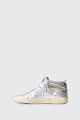 Golden Goose Mid Star Laminated Upper GWF00122.F002794 Silver/Taupe