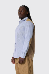 Junya Watanabe MAN Cotton Stripe Flannel wh/nv/blu x beige