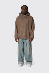 Flaneur Double Logo Washed Hoodie FHOO042 Brown