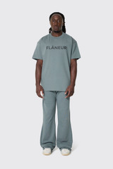 Flaneur Printed Logo T-Shirt FTSH038 Steel Green