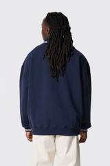 OLAF Tipping Detail Oversized Polo Navy