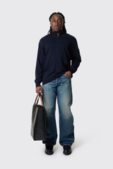 C.P. Company Cotton Sea Island Half Zip Lens Sweat 20CMKN194A-110560A Total Eclipse