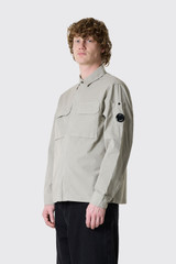 C.P. Company Organic Gabardine Zipped Overshirt 20CMOS156A-110143G Dove