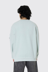 C.P. Company Cotton Diagonal Fleece Crewneck Lens  Misty Blue