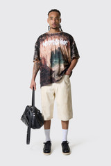 Acne Studios Logo t-shirt with rhinestones BL0434- Black/Rust Brown