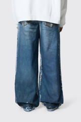 Acne Studios Loose Fit Printed Trousers Mid Blue