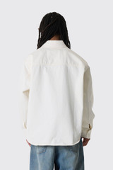 AMI Paris Paris Overshirt with Knitted de Coeur UJK897.DE0126 Blanc Creme