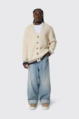 AMI Paris Cardigan AMI de Coeur and Patch Blanc Creme