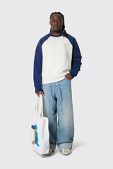 AMI Paris Boxy Fit Crewneck  Blanc Creme/Encre