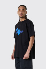 Flaneur Organic Flower T-Shirt Black/Blue