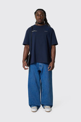 OLAF  Script Firends Boxy Tee Navy