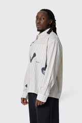 OLAF Brushstroke Logo Stripe LS Shirt Charcoal/White
