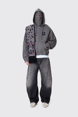 Umbro Royal Arms Zip Masked Hoodie Smock Grey