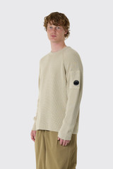 C.P. Company Waffle Knit Cotton Crewneck Lens Swea 21CMKN057A-110754A 120 Silver Birch