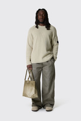 C.P. Company Waffle Knit Cotton Crewneck Lens Swea 21CMKN057A-110754A 120 Silver Birch