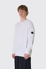 C.P. Company Lambswool GRS Crewneck Sweater 21CMKN085A-110149A 103 Gauze White