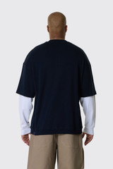 DARKPARK Troy Double Colour Sleeve Tee MJE10D JER01 0101 Dark Blue/White