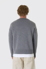 AMI Paris Paris Quota V Neck Cardigan  UKC367.018 A273 Gris Cendre Chine/Noir