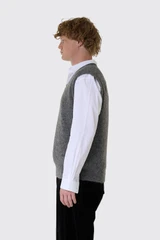 AMI Paris Paris Sleeveless Sweater HKS895.KN0021 A189 Gris Carbone