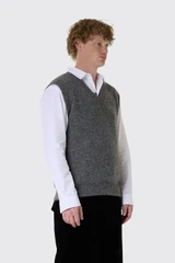 AMI Paris Paris Sleeveless Sweater HKS895.KN0021 A189 Gris Carbone