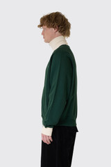 AMI Paris Paris Quota Bicolor Zipped Sweatshirt USW796.JE0245 A244 Vert Bouteille/Ivoire