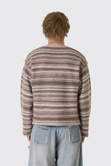 Umbro Fair Isle Crest Crew UBMW0654YA27 GRY0063 Greige