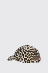 GANNI Washed Cotton Canvas Cap Leo Emb A6898 943 Leopard
