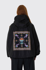 GANNI Placement Printed Flyweight Nylon Jacket A1010219 099 Black