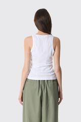 GANNI Compact Pointelle Rib Jersey Tank Top A1040450 151 Bright White