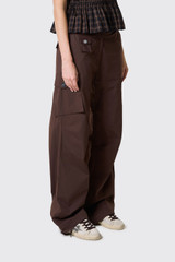 GANNI Stretch Cotton Pocket Cargo Pants A1080164 979 Chicory Coffee