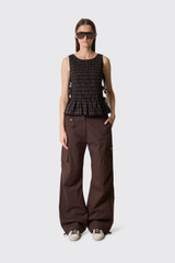 GANNI Stretch Cotton Pocket Cargo Pants A1080164 979 Chicory Coffee