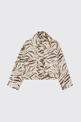 GANNI Printed Laminated Cotton Canvas Barn Jacket  A1130009 135 Egret 
