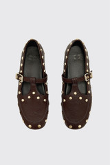 GANNI Mary Jenny Stud Grained D1020022 979 Chicory Brown