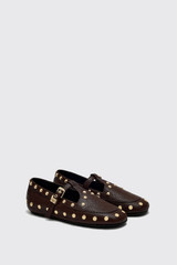 GANNI Mary Jenny Stud Grained D1020022 979 Chicory Brown