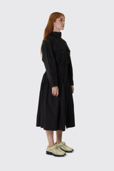 GANNI Stretch Cotton Long Utility Dress A1030742 Black 099