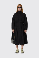 GANNI Stretch Cotton Long Utility Dress A1030742 Black 099