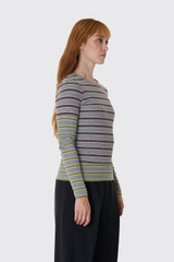 GANNI Soft Cotton Rib Long Sleeve Double Layer A1040472 Port Royale 431
