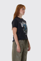 GANNI Basic Cotton Relaxed T-Shirt Flower Print A1050331 Phantom 252