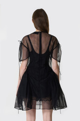 Simone Rocha Mini Puff Sleeve Cord Hip Dress 7511 0069 Black/Black