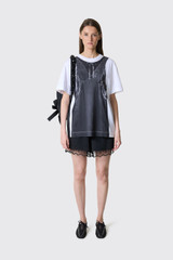 Simone Rocha Patchwork Satin Trompe "L'oeil Print T-shirt 5195P74 0569 White/Black