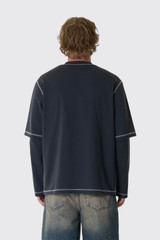 FLÂNEUR Signature Outline Layered Long Sleeve FTSH259 999 Black