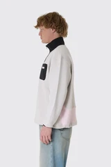 FLÂNEUR Badge Classic Half Zip Pullover FZIP217 1021 Grey/Pink