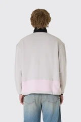 FLÂNEUR Badge Classic Half Zip Pullover FZIP217 1021 Grey/Pink
