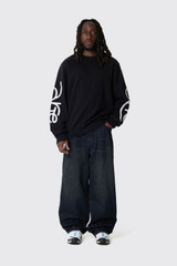 Arte Antwerp Sleeve Embroidery Crewneck AW26-138C 1 Black